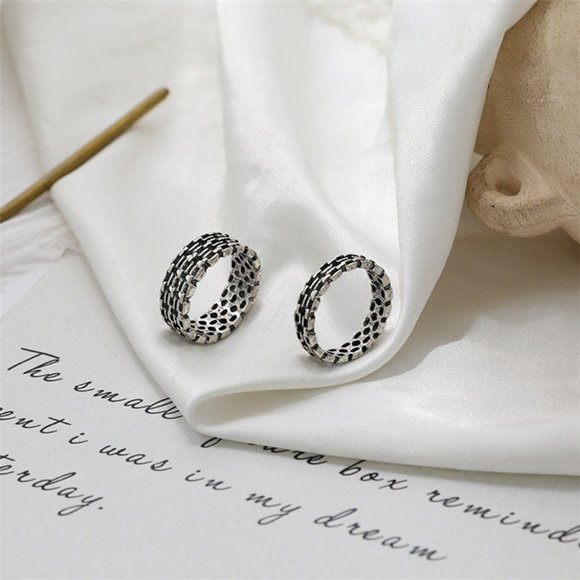 ♠️ NEW Retro Silver Ring Set of 2 - Picture 1 of 6
